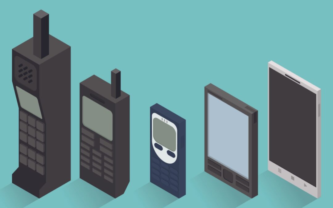 An illustration showing the progress of different mobile devices
