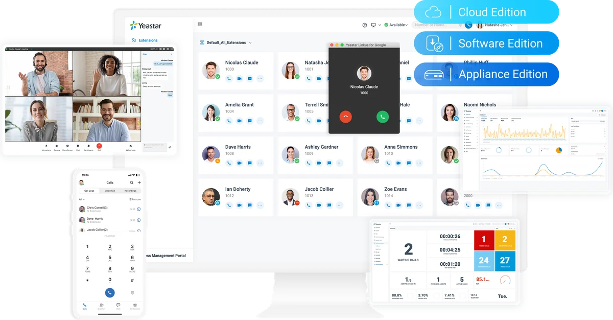 Yeastar P-Series phone system available as Cloud, Software and Appliance editions